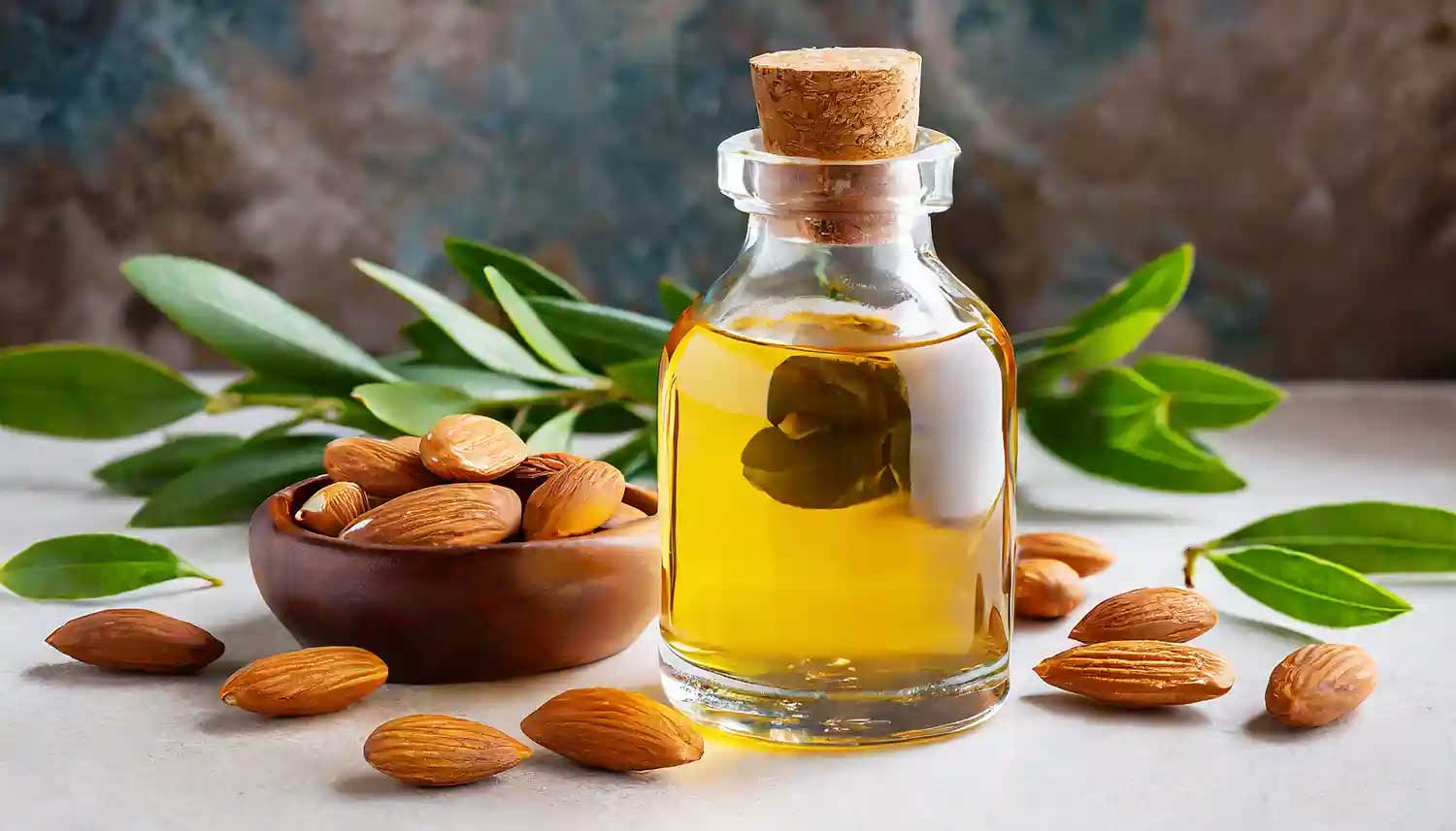 یک بطری روغن بادام شیرین برای درمان سرفه خشک